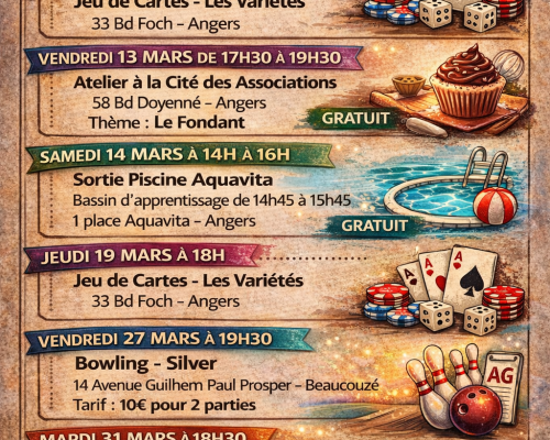 Agenda des événements RAH49 – Mars 2026 -